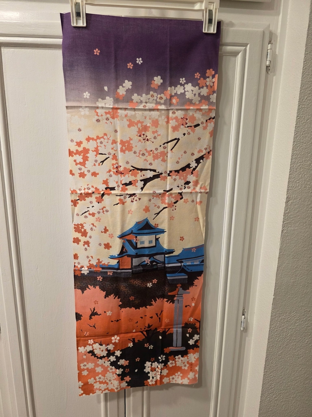 NWOT ~ Japanese Cherry Blossom Hamamonyo Tenugui Design - Purple, Blue, Peach